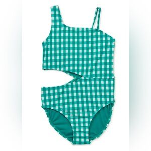 One piece swimsuit, new, no tags, green and white,  L(10-12) kids. Wonder nation